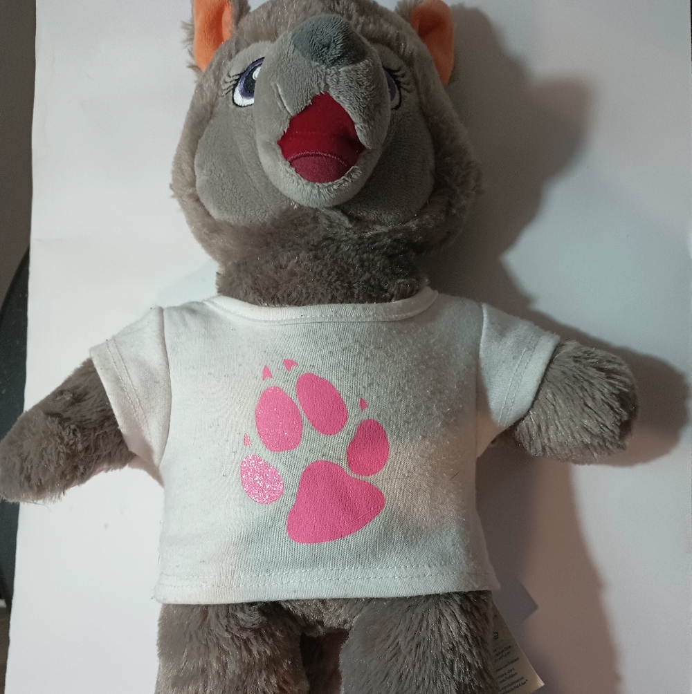 Build-A-Bear Gray Wolf with Pink Paw T-Shirt